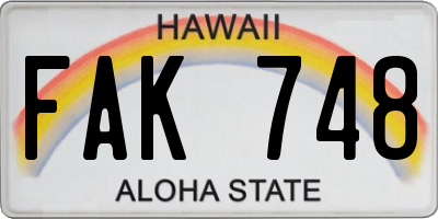 HI license plate FAK748
