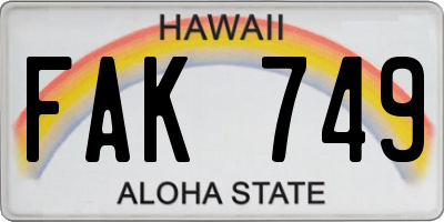 HI license plate FAK749