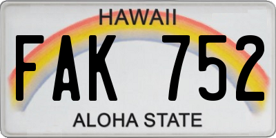 HI license plate FAK752