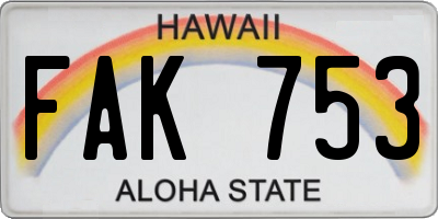 HI license plate FAK753