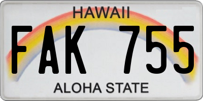 HI license plate FAK755