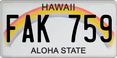 HI license plate FAK759