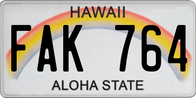 HI license plate FAK764