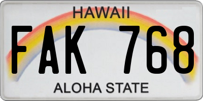 HI license plate FAK768