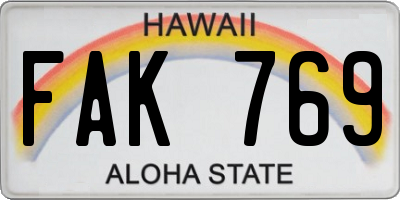 HI license plate FAK769