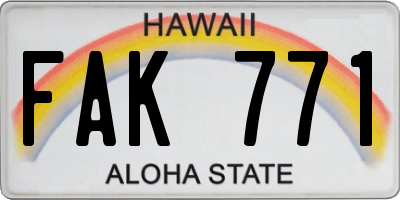 HI license plate FAK771