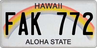 HI license plate FAK772