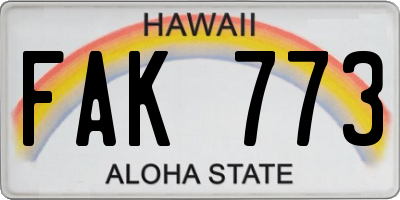 HI license plate FAK773