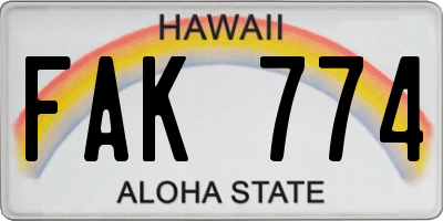 HI license plate FAK774
