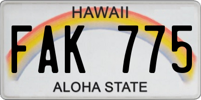 HI license plate FAK775
