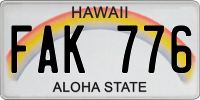 HI license plate FAK776