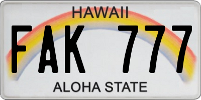 HI license plate FAK777