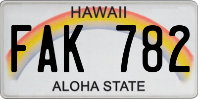 HI license plate FAK782