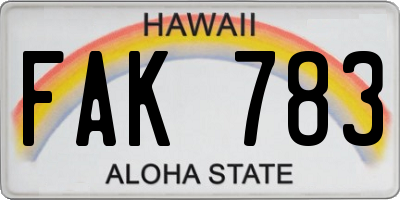 HI license plate FAK783