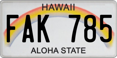 HI license plate FAK785