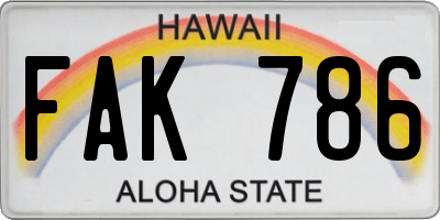 HI license plate FAK786
