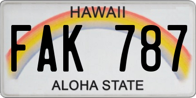 HI license plate FAK787