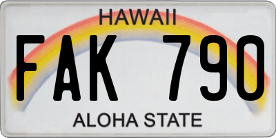HI license plate FAK790