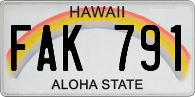 HI license plate FAK791