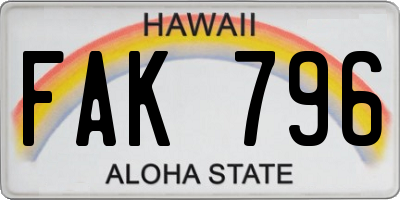 HI license plate FAK796