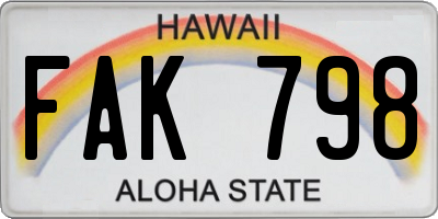 HI license plate FAK798