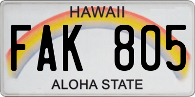 HI license plate FAK805
