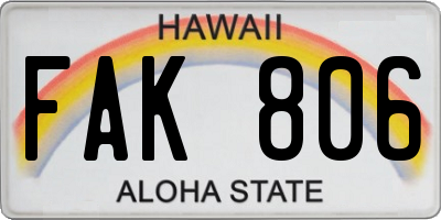 HI license plate FAK806
