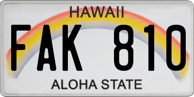 HI license plate FAK810