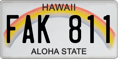 HI license plate FAK811