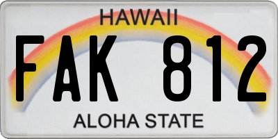 HI license plate FAK812