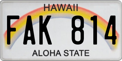 HI license plate FAK814