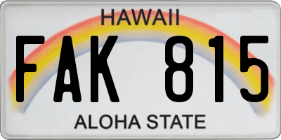 HI license plate FAK815