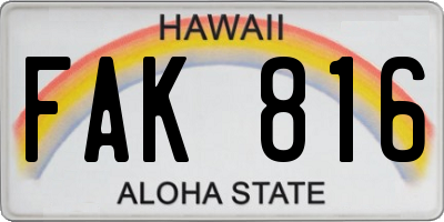HI license plate FAK816