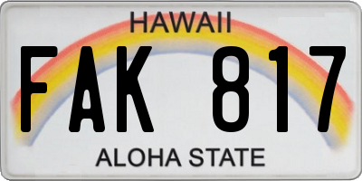 HI license plate FAK817