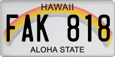 HI license plate FAK818