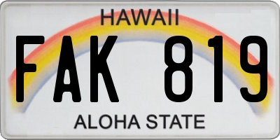 HI license plate FAK819