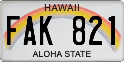 HI license plate FAK821