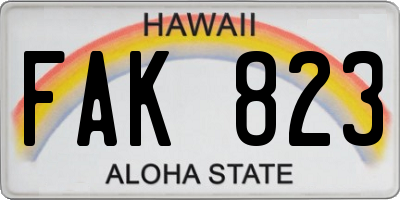 HI license plate FAK823