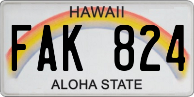 HI license plate FAK824