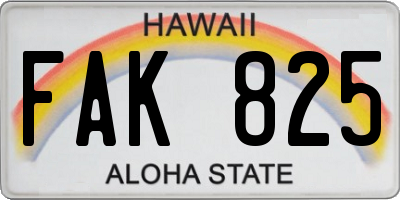 HI license plate FAK825