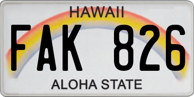 HI license plate FAK826