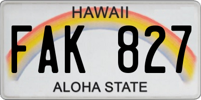 HI license plate FAK827