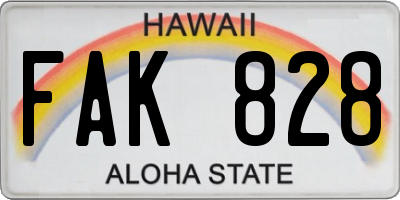 HI license plate FAK828