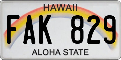 HI license plate FAK829
