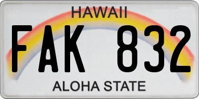 HI license plate FAK832