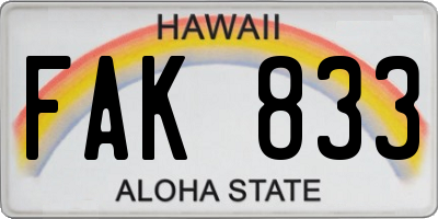HI license plate FAK833