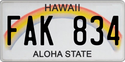 HI license plate FAK834