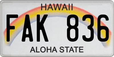 HI license plate FAK836