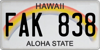 HI license plate FAK838