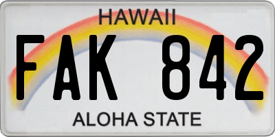 HI license plate FAK842